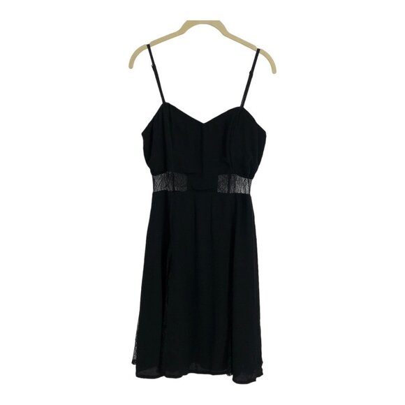Lush Little Black Dress - cami strap mini dress w/ lace cutouts and trims M - Picture 14 of 14